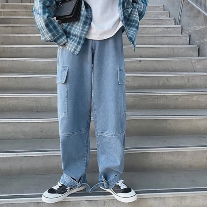 Oversized blue jeans for men