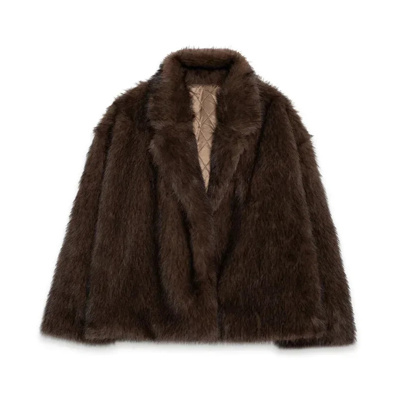 Faux Fur Solid Warm Jacket Street Coat