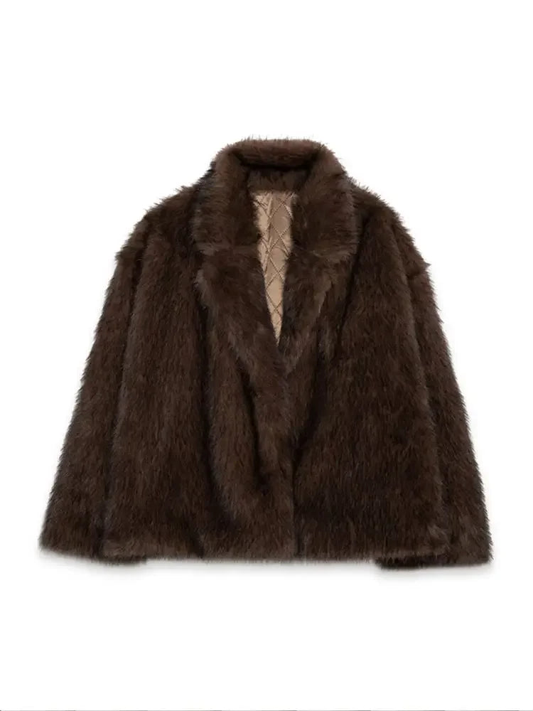 Faux Fur Solid Warm Jacket Street Coat