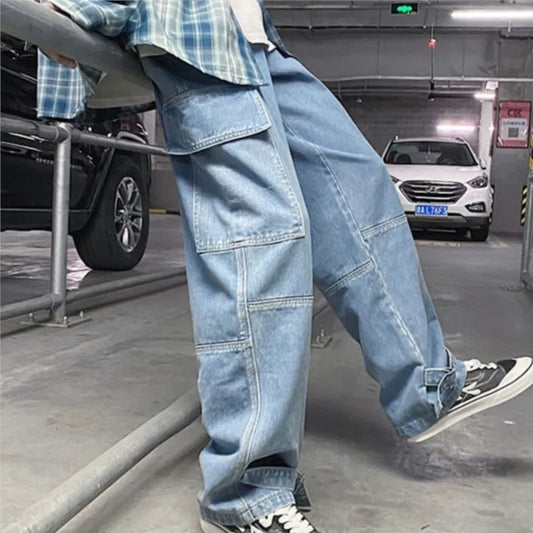 Oversized blue jeans for men