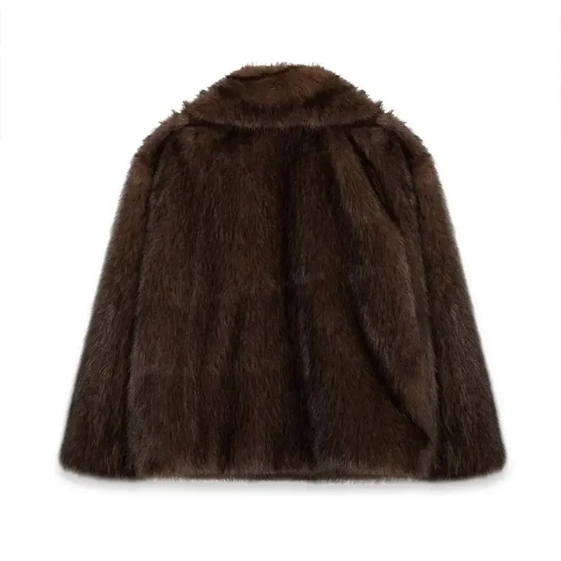 Faux Fur Solid Warm Jacket Street Coat